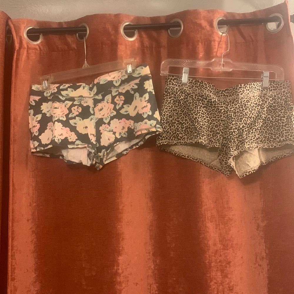 Leopard & Floral Print Pajama Booty Shorts M No Defects